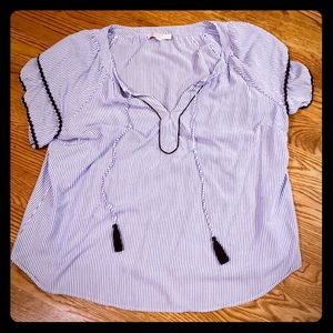 LOFT plus preppy blue striped top sz 20